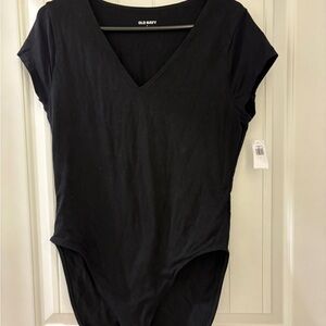 Old Navy Black Women's Short Sleeve Body Suit Top L NWT